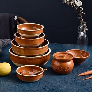 老式碗不烫手复古碗餐具土碗怀旧家用古代粗土砂碗钵仔蒸饭陶瓷盅
