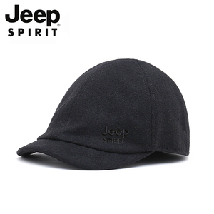 美国吉普专柜正品JEEP贝雷帽毛呢羊毛尼保暖帽子平顶帽棒球帽加厚