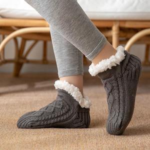防滑地板袜冬季加厚男女短筒暖脚神器孕妇月子袜老年人家居地毯袜