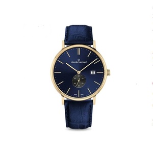 歌贝纳claude bernard 65004 37j buidg海军蓝真皮石英男手表腕表