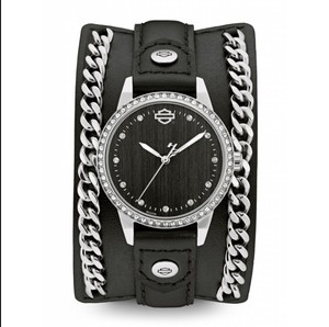 哈雷戴维森harley davidson  78l112女式石英手表水晶黑色腕带