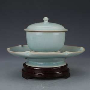 宋汝窑天青釉茶杯茶盏 仿古瓷器古董古玩宋瓷五大名窑收藏真品