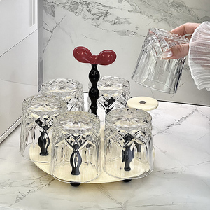 奶油风杯子收纳置物架创意家用沥水茶杯架桌面放水杯倒挂架杯架
