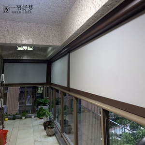 开放式阳台防风防雨卷帘电动户外阳光房遮阳隔热防蚊智能防尘窗帘