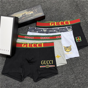 潮牌古琦gucci古奇男士内裤纯棉舒适透气四角裤小蜜蜂平角裤3条装