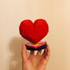 爱心宇航员diy乐高拼搭积木生日礼物女生系列520情人节微颗粒113人