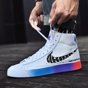 高乔耐克洛蒂aj男鞋开拓者空军一号电玩像素高帮板鞋夜光运动鞋子