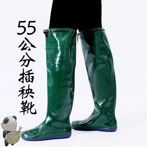 过膝长筒硅胶干活男式深筒雨靴农用雨鞋下田鞋袜泥水打渔雨裤简易