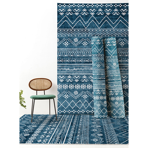 北欧ins地毯客厅卧室沙发茶几垫 摩洛哥风蓝色耐脏易打理短绒地毯