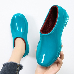 女士浅口雨鞋女时尚网红好看的水鞋冬天加绒塑胶加棉低帮雨靴防水
