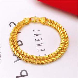 正品老凤祥和越南沙金24k黄金999饰品福字马鞭手链男士老板金链