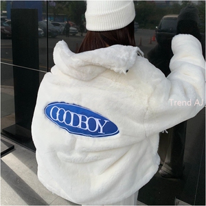 正品代购xoxogoogboy xoxogoodboy蓝标毛绒皮草外套上衣大衣女