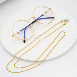 淡水珍珠眼镜链条挂脖链子lolita眼镜链时尚复古洛丽塔眼镜链挂链