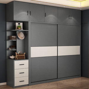 衣柜家用推拉门现代简约轻奢小户型卧室收纳实木多层板成品柜子