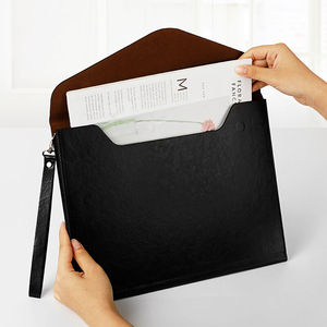 a4文件包皮质文件袋升级加厚立体档案袋平板包带手提大容量公文包