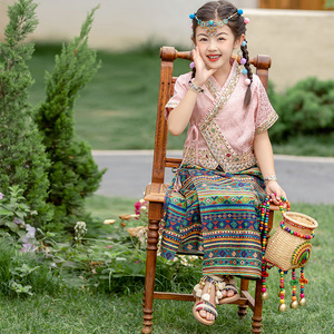 儿童少数民族服装2024夏装新款女童傣族服饰小女孩超仙古装表演服