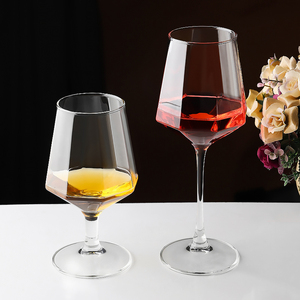 小众八棱角高脚红酒杯家用大号矮脚白兰地干红葡萄酒杯艺术玻璃杯