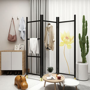 现代全实木挂衣架屏风落地卧室可折叠置物架客厅衣帽架简约隔断屏