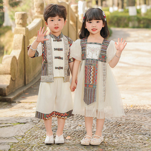 傣族衣服少数民族服装儿童夏季西双版纳男童女童夏装短袖西域童装