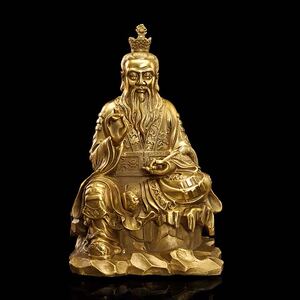 纯铜太上老君神像家用供奉太清道德天尊 老子铜像  道教 风水摆件