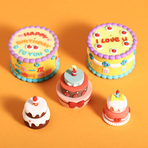 网红软胶立体小蛋糕儿童生日蛋糕装饰摆件仿真小蛋糕烘焙甜品装扮