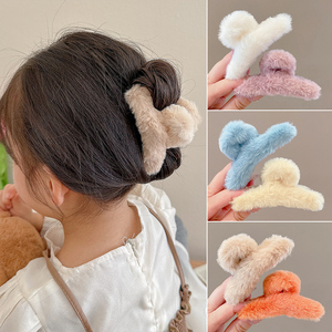 儿童毛茸茸抓夹小号后脑勺鲨鱼夹子发卡头饰韩国秋冬毛绒女童发饰