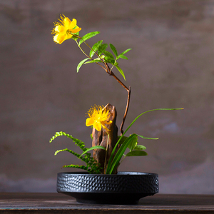 池坊花器剑山插花器日本中式插花器禅意日式简约花盘陶瓷室内家用