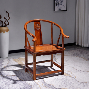 实木大圈椅家用主人办公客椅原木围椅靠背休闲椅奥坎胡桃木太师椅
