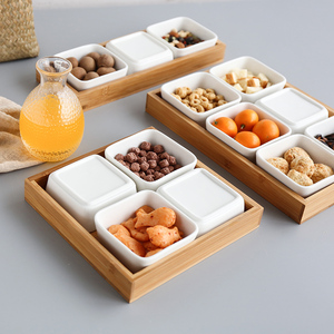 舍里日式陶瓷分格盘分格碟子干果盘客厅瓜子坚果糖果盒零食收纳盒