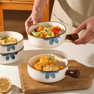 舍里日式微波炉手柄碗水果沙拉碗高颜值餐具耐高温陶瓷碗焗饭烤碗