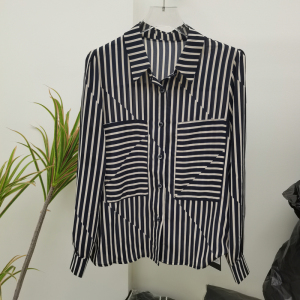 七彩香袖22q6006女装衬衫锦彬依秀新款条纹衬衣长袖休闲时尚上衣