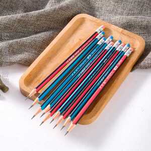 少年派三角杆2b橡皮头铅笔小学生笔儿童铅笔12支送卷笔