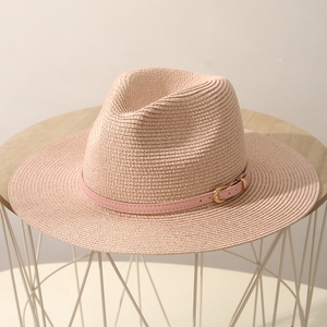 帽子女夏季度假粉色沙滩宽沿礼帽防晒太阳皮带男士遮阳巴拿马草帽