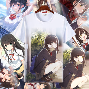 剃须.然后捡到女高中生周边短袖t恤沙优吉田动漫男女休闲衣服夏t