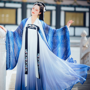云香霓裳星空汉服女12米大摆星河梦大袖衫对襟齐胸襦裙夏季 现货