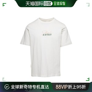 香港直邮潮奢 AUTRY 女士 x 白色圆领带Logo纤维印花棉质T恤 TSJU