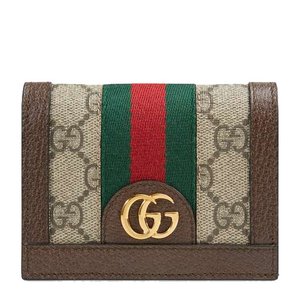 香港直邮Gucci古驰女士钱夹拼色短款经典双G棕色皮革零钱包便携