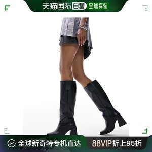 香港直邮潮奢 Topshop 女士 Talia premium 宽版皮质方头及膝靴子