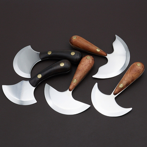 美式裁皮削薄刀半圆乌云粉末钢檀木手柄一体龙骨专业diy皮革工具
