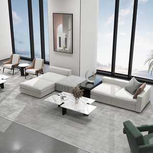 现代售楼处贵宾洽谈沙发办公室前台大厅沙发组合会所酒店接待家具