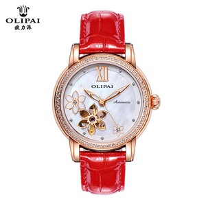 欧力派女士手表女镂空机械表女皮带防水钻全自动时尚潮流