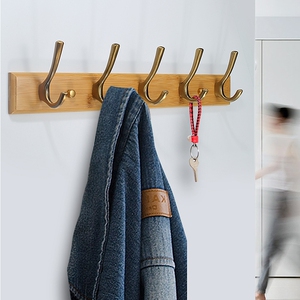 中式挂衣钩壁挂墙壁排钩实木衣柜玄关挂钩鞋柜宿舍门后衣帽钩古铜