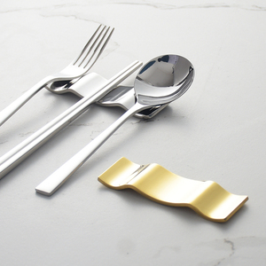 创意W304不锈钢筷枕家用餐厅筷架镜面轻奢金色餐具筷子架勺架筷托