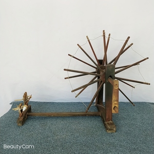 民俗老物件旧老农具手摇老纺车老式纺线车旧货杂项道具装饰摆件