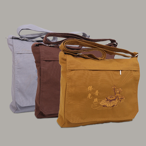 佛教用品帆布朝山烧香拜佛僧包居士包明线包罗汉包僧袋佛袋斜挎包