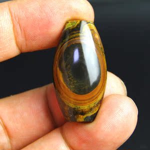 九眼页岩石钱币石 蒙天珠 黑炭一眼带眼仁 极品玉化扁勒子手牌