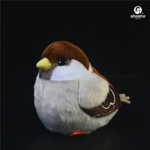 麻雀玩具麻雀毛绒玩具仿真麻雀公仔可爱小鸟玩偶模型解压礼物团子