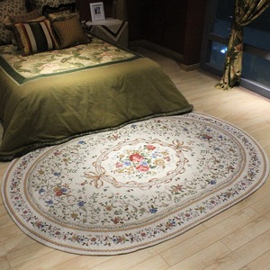 可爱时尚大型椭圆形地毯欧式田园客厅茶几垫沙发卧室床前毯好方便