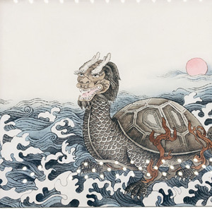 龙龟 凤水摆件 壁画 桌摆手工画制财富势力人脉靠山 结善缘