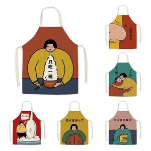 创意可爱成人卡通亚麻无袖围裙搞怪搞笑厨房做饭个性清洁家居罩衣